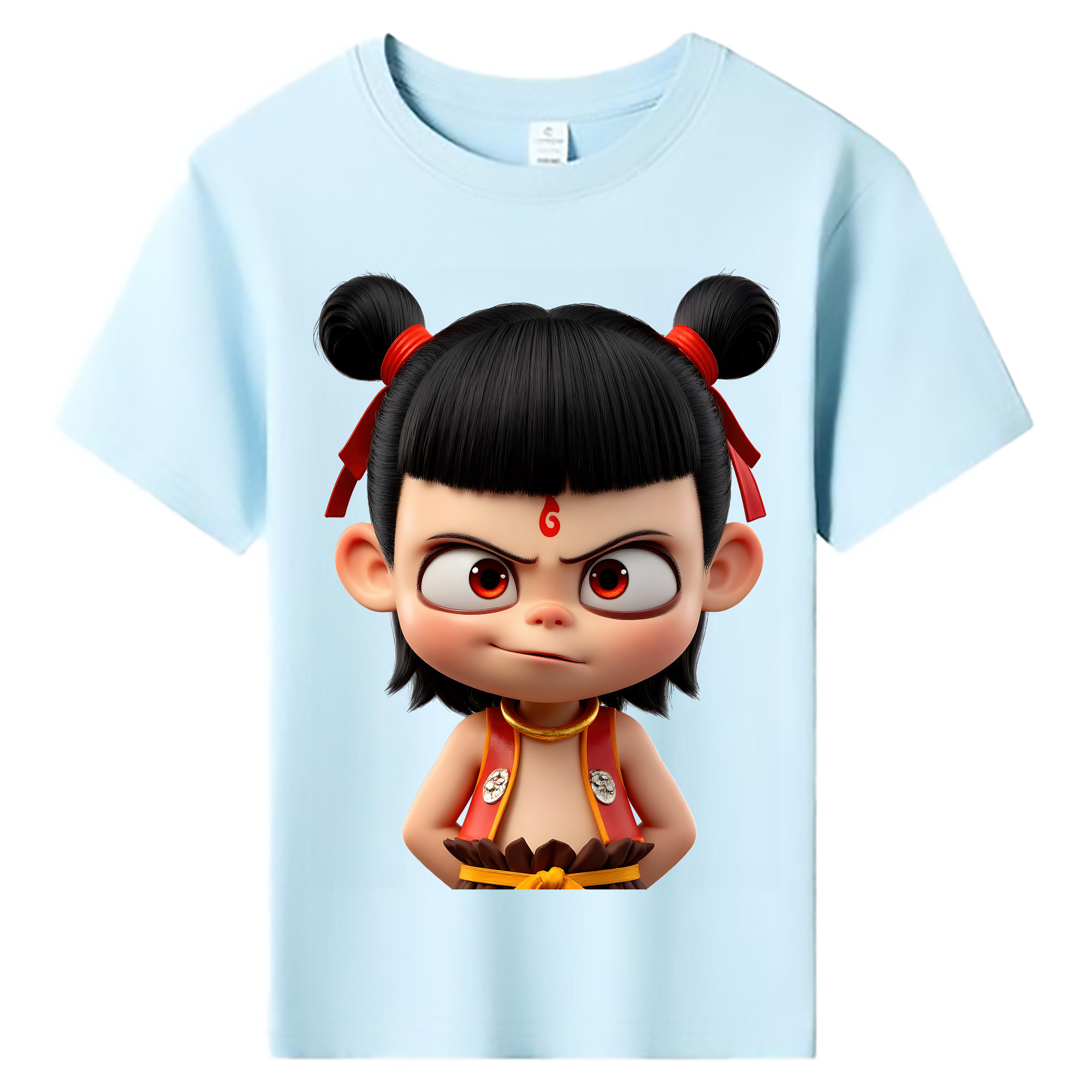 （画像用） Ne Zha 2 ナタ 魔童の大暴れ 綿100％キッズTシャツ（フロントプリント）